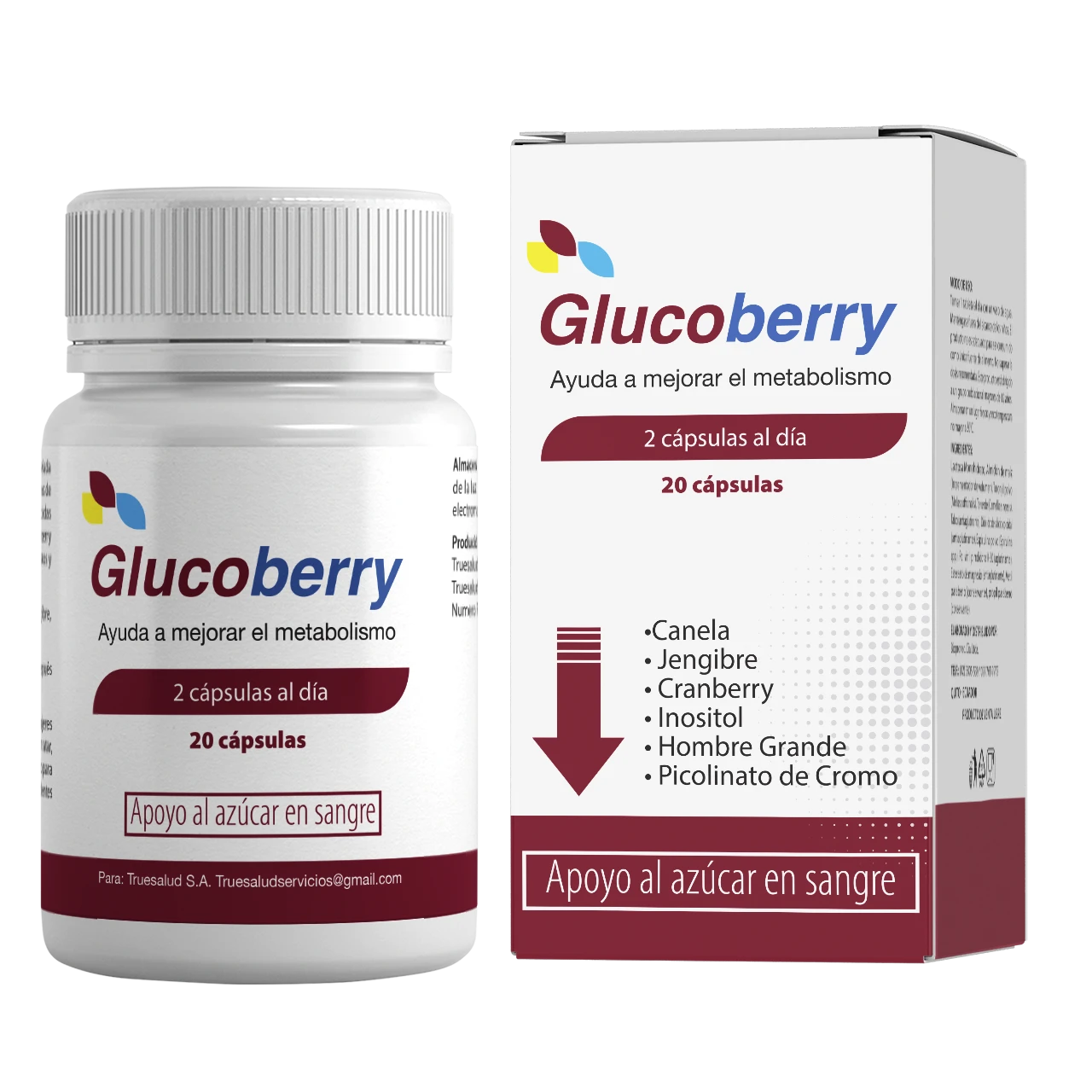 Glucoberry, envase y caja